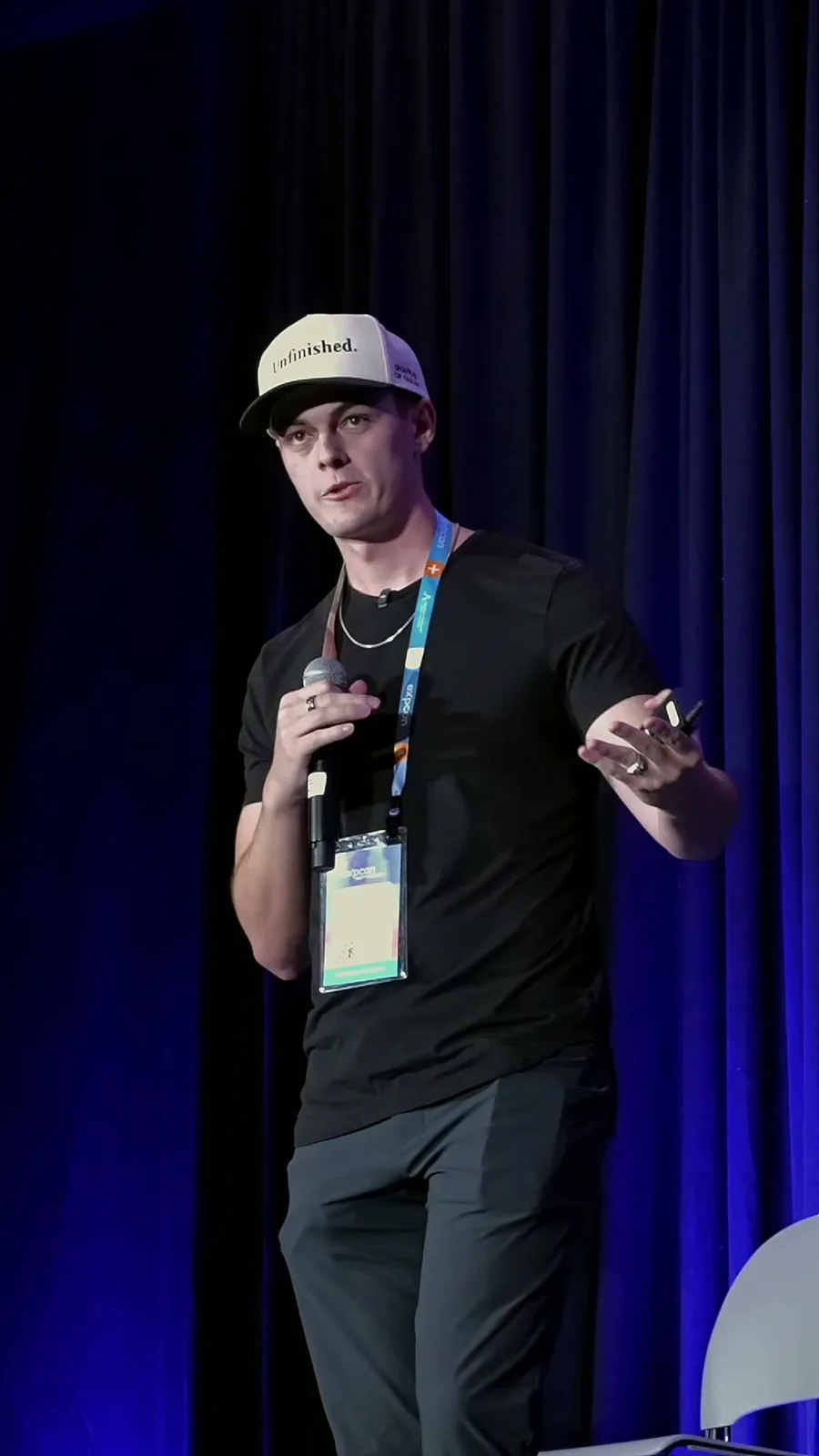 Peyson Robertson speaking on stage