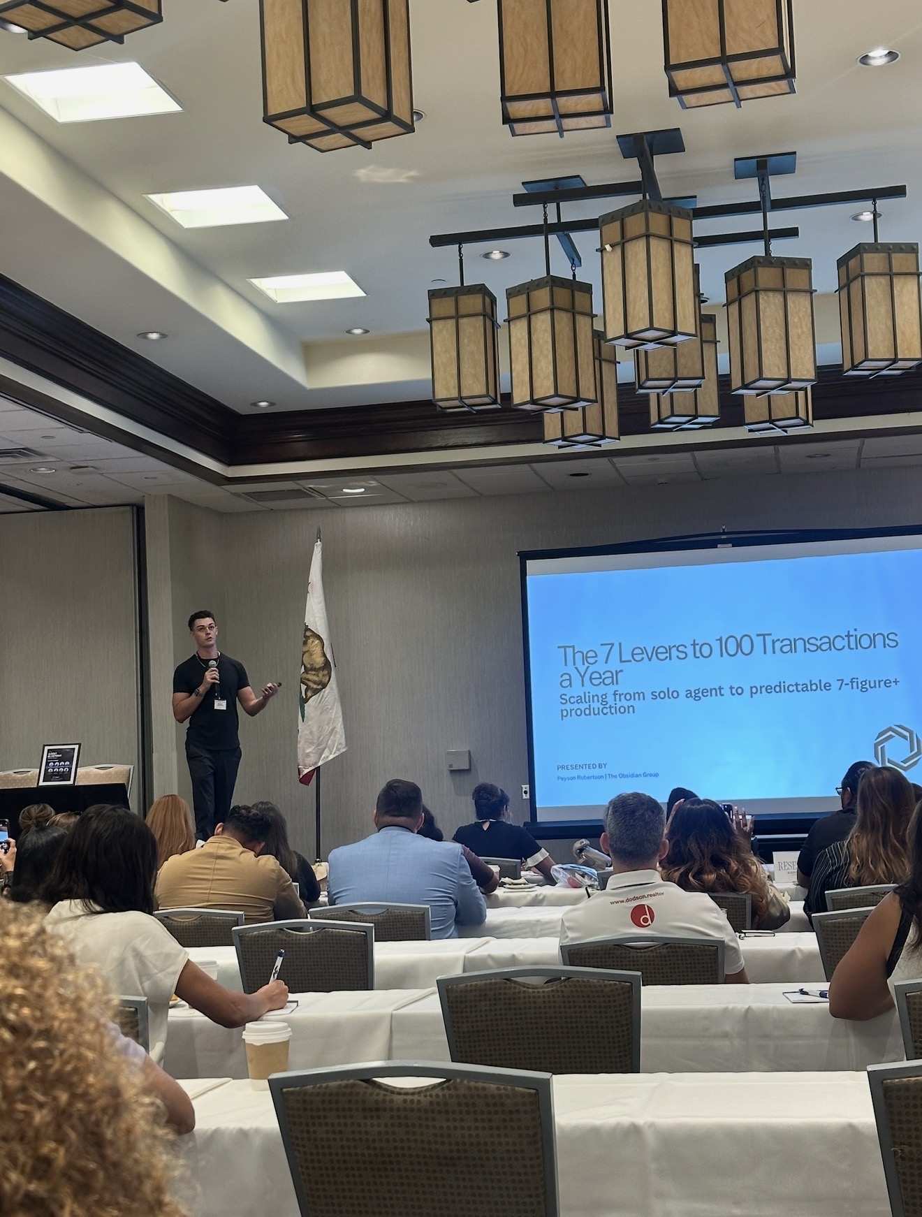 Peyson Robertson presenting to agents